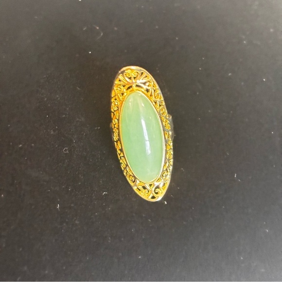 Jade gold over 925 large ring size 6.75 - Picture 11 of 12